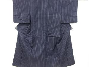 アンティーク　縞織り出し手織り節紬着物